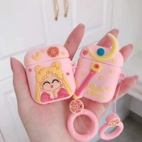 3D Cute Cartoon Sailor Moon Face Wand For AirPod Cover for Apple Airpods 1 2 Cases